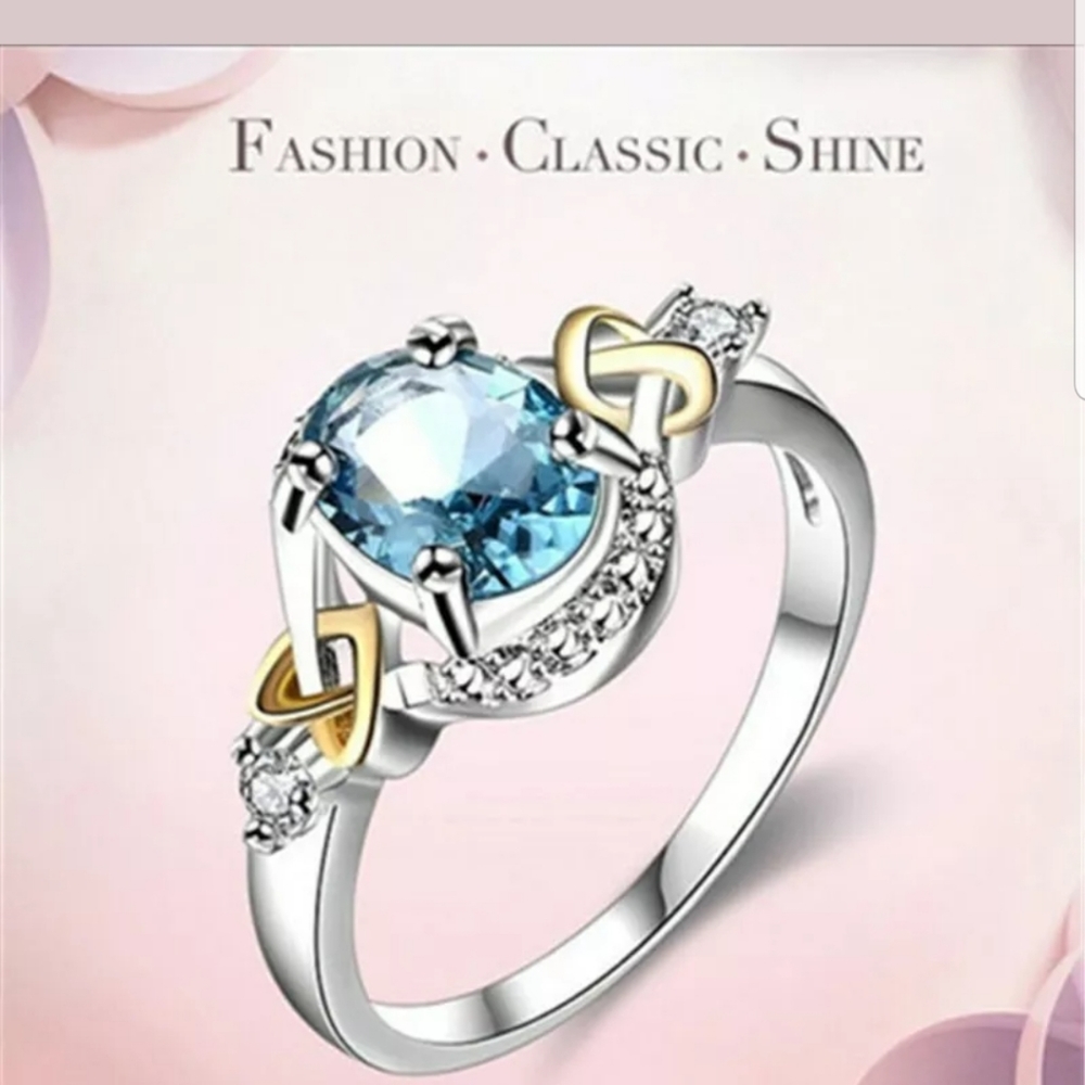 *NEW Luxury Women's blue gemstone silver ri… - Picture 2 of 3